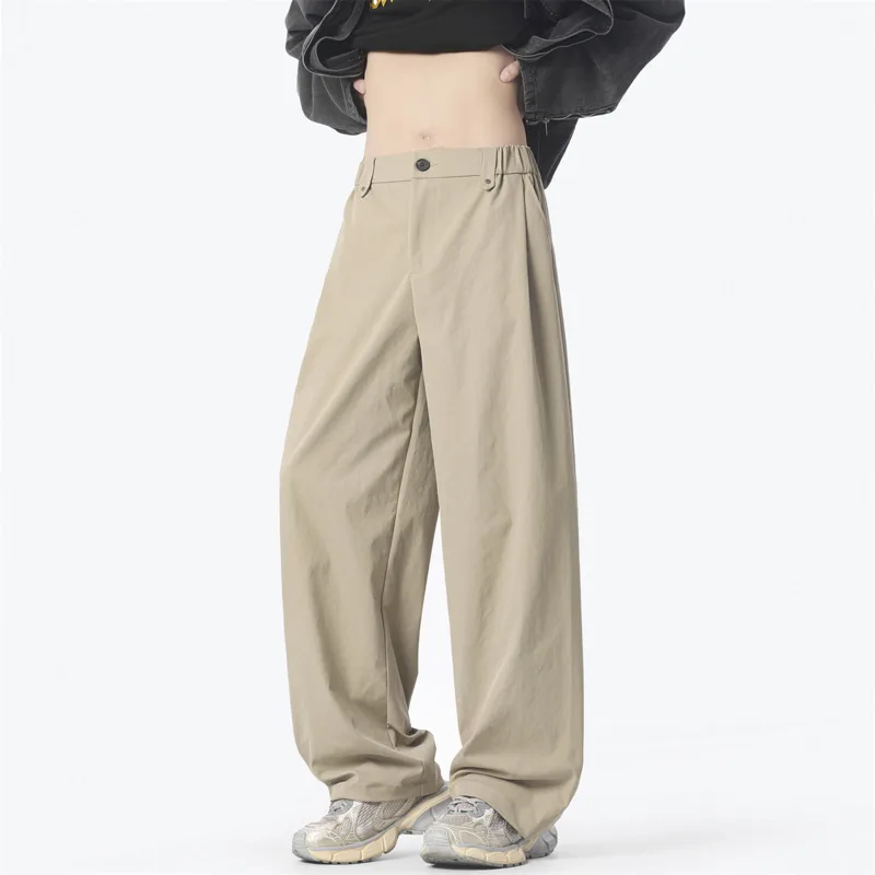 Black Casual Pants Men Fashion Oversized Wide Leg Pants Men Streetwear Korean Loose Straight Beige Pants Mens Baggy Trousers