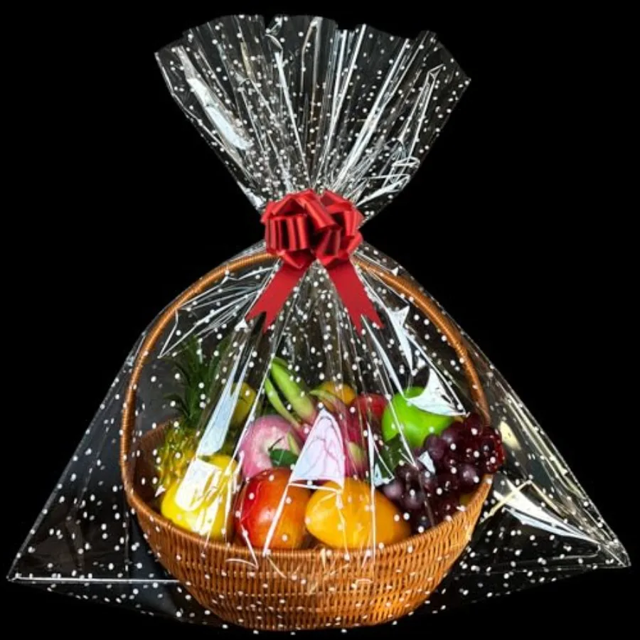 Large Polka Dot Clear Cellophane Gift Bags Pack