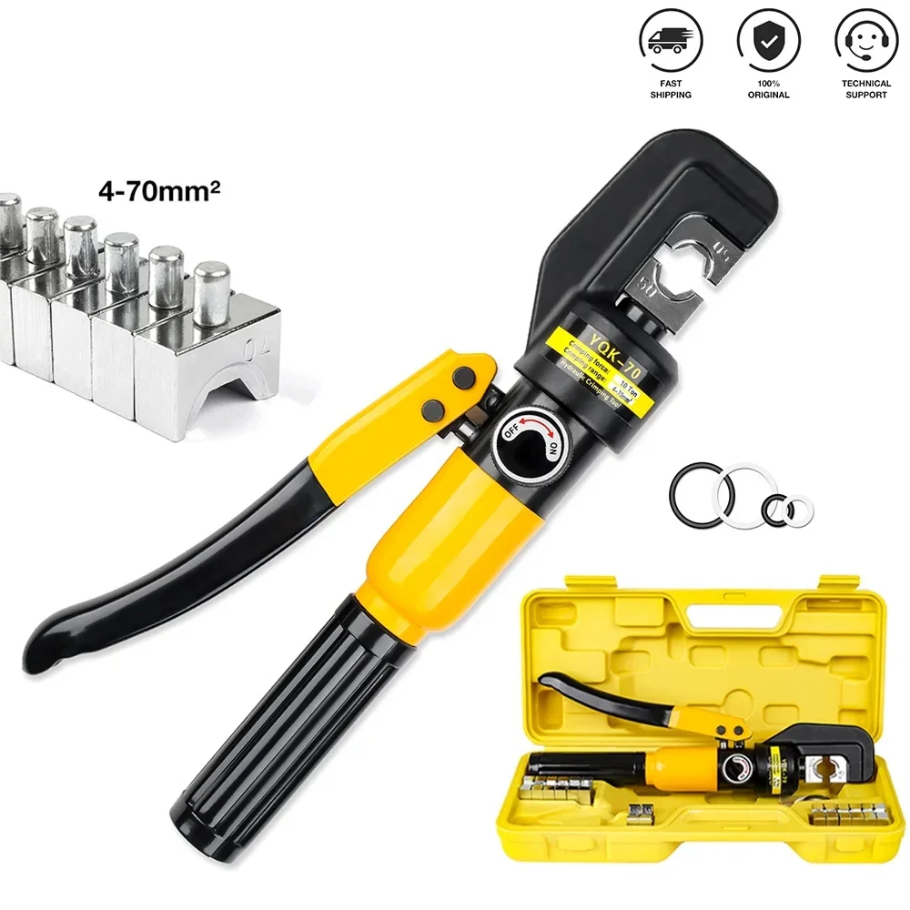 4 6 10 16 25 35 50 70mm² Hydraulic Clamp Home Hydraulic Crimping Tool, DIY Cable Wiring Crimping Plier, Cordless Hydraulic Press