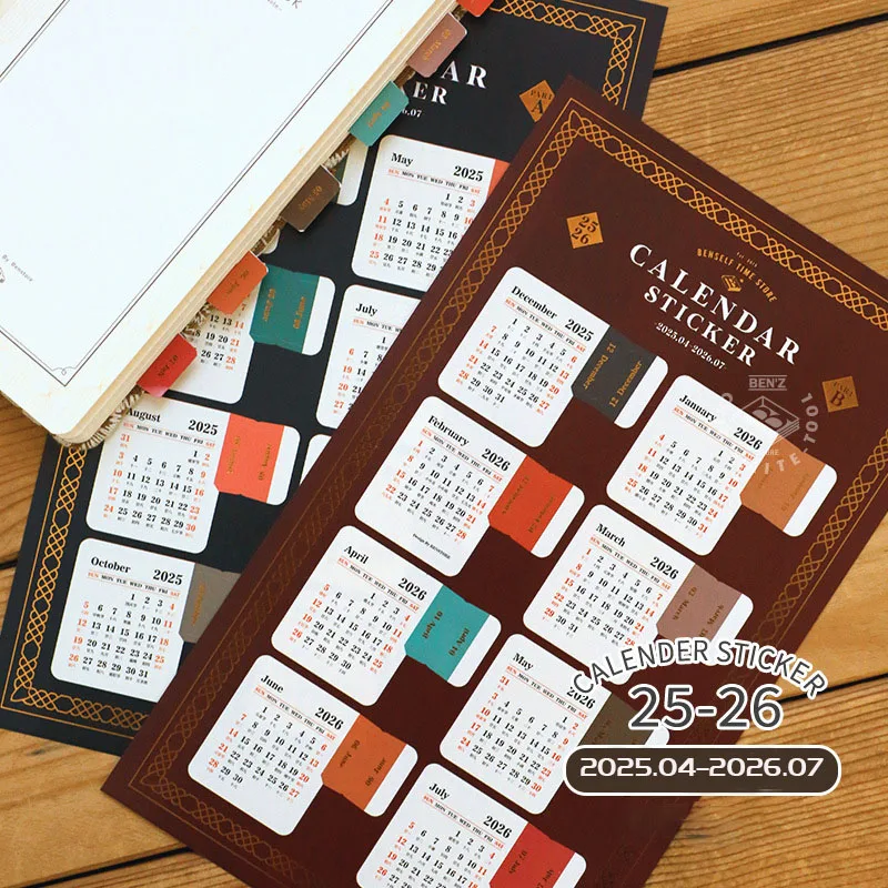 2 Sheets 2025 Yearly Calendar Stickers Vintage Daily Planner To Do List Notebook Planner Index Stickers Self Adhesive Bookmarks