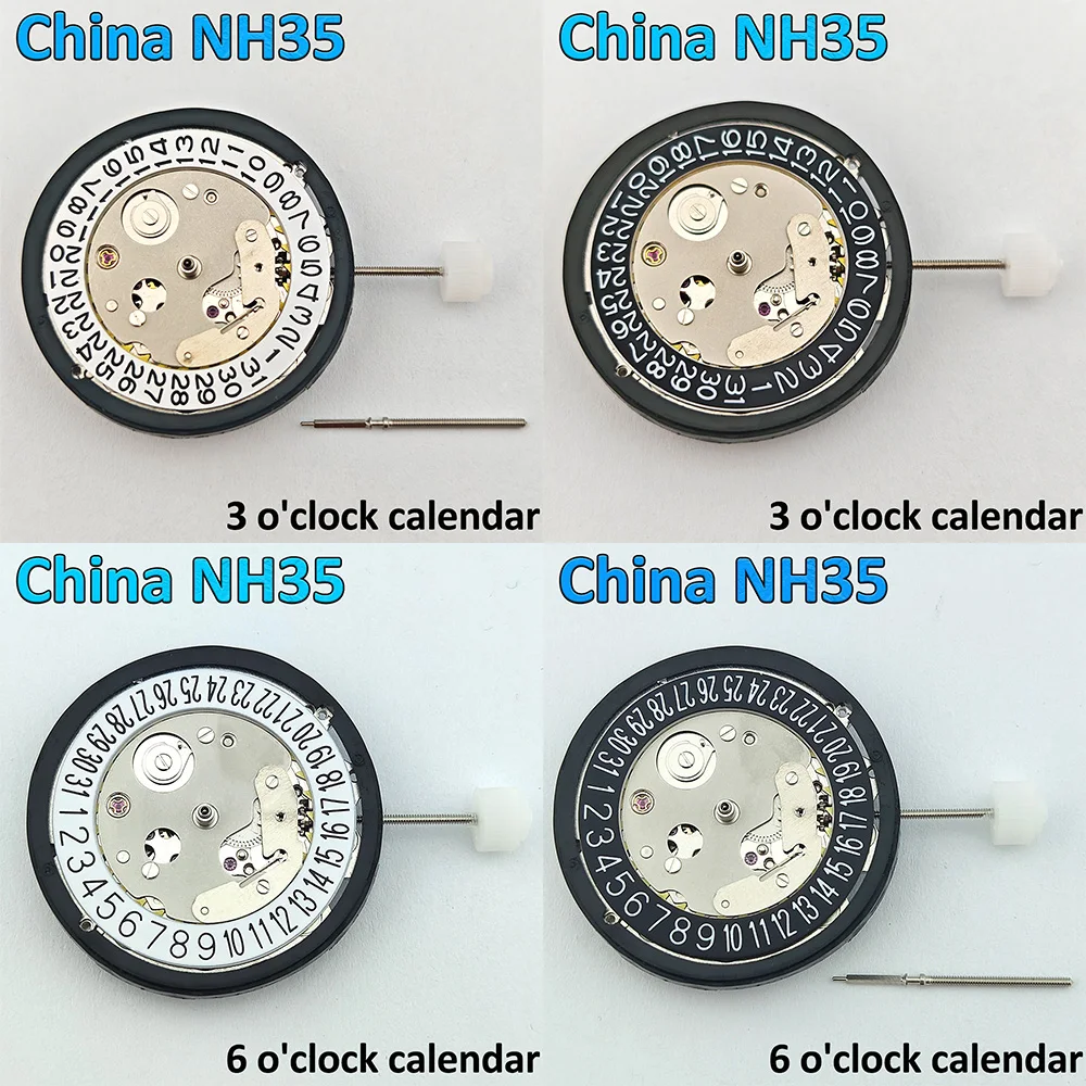 5 Styles China NH35 Movement Can Replace The Japan NH35 Movement Date At 3/6 O'clock Calendar High Accuracy Automatic Mechanical