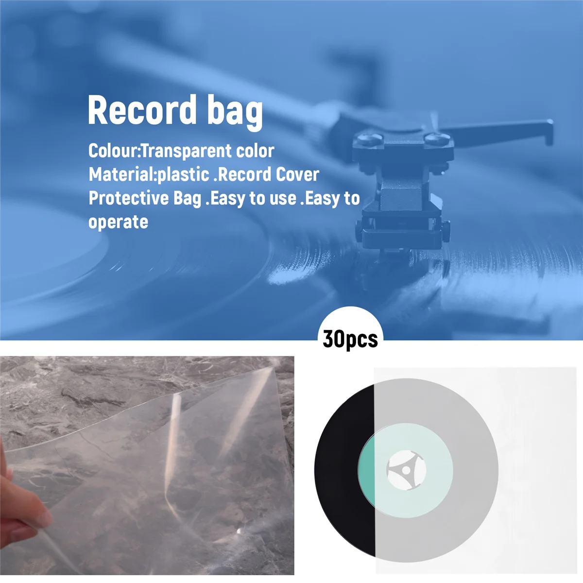 30 Flat Open Top Bag 6.7Mil Strong Cover Plastic Vinyl Record Outer Sleeves for 12 inch Double /Gatefold 2LP 3LP 4LP Rare