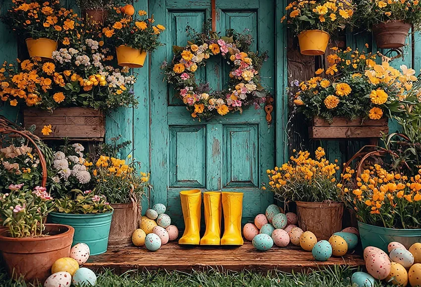 Mehofond-Fond de photographie pour la porte d'entrée de Pâques, décor de portrait, toile de fond de fleurs René, fête d'anniversaire d'enfants, studio photo, printemps