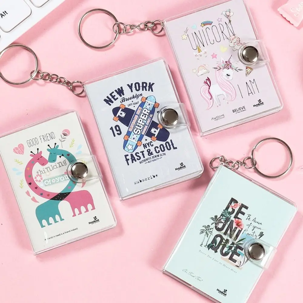 สมุดบันทึกพวงกุญแจโน้ตบุ๊คสุ่มรูปแบบแขวน Mini Notebook Kawaii หนังสือขนาดเล็กพวงกุญแจ Notepad เครื่องเขียนของขวัญ