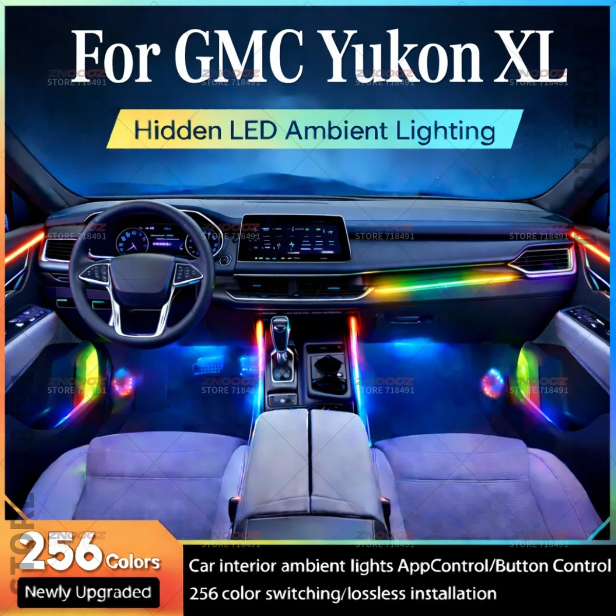 

22in1 RGB Car Interior Acrylic Car Ambient Lights RGB Hidden Acrylic Strip Decoration Atmosphere Accessories For GMC Yukon XL