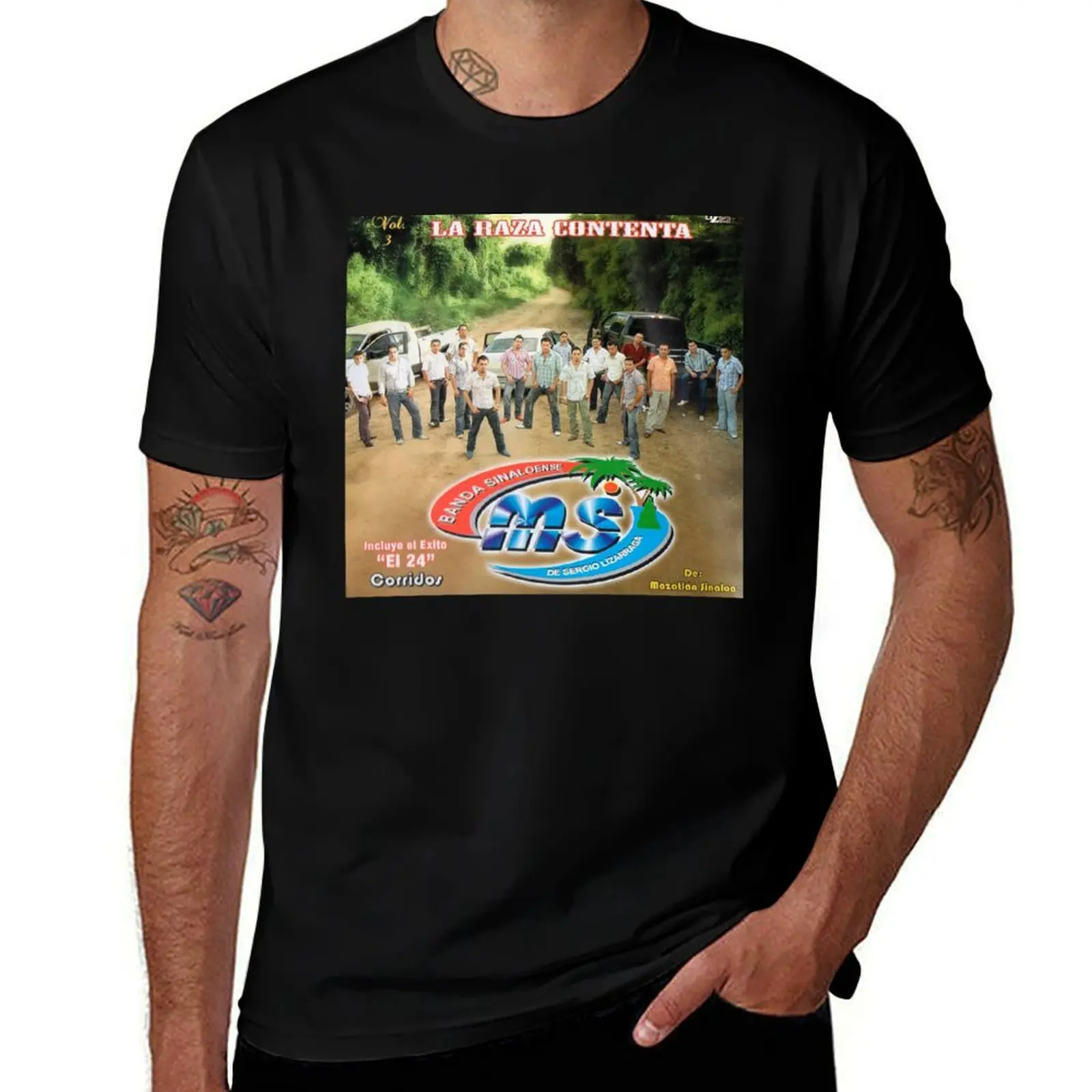 

Banda MS - La Raza Contenta album 2007 T-Shirt t shirts designer t shirts for man cotton funny T-Shirt