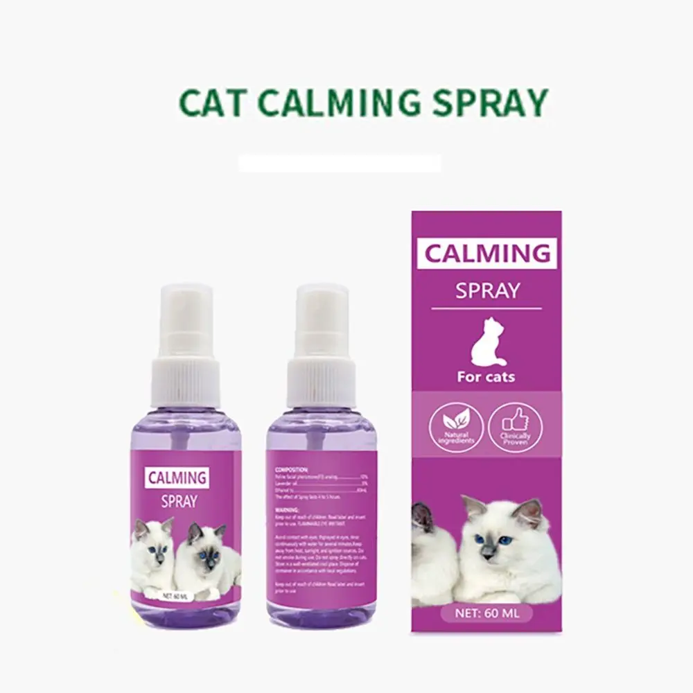 

Anti Stress Cat Calming Spray Functional Reduction Pacify 60ml Soothing Spray Portable Pheromone Pet Supplies