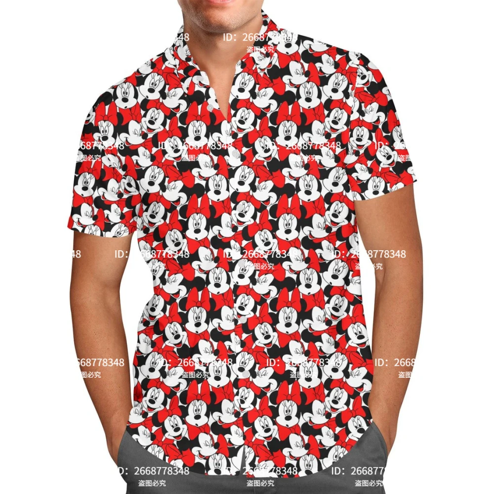 Veel Gezichten Van Minnie Mouse Hawaiiaans Overhemd Met Knoopsluiting Voor Mannen En Korte Mouwen Minnie Hawaiian Shirt