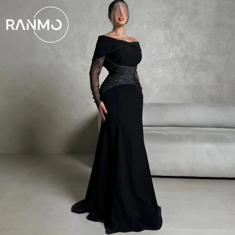 Ranmo Exquisites Meerjungfrau-Abendkleid 2026, schwarz, schulterfrei, Meerjungfrau-Abschlussballkleid, bodenlang, maßgeschneidert
