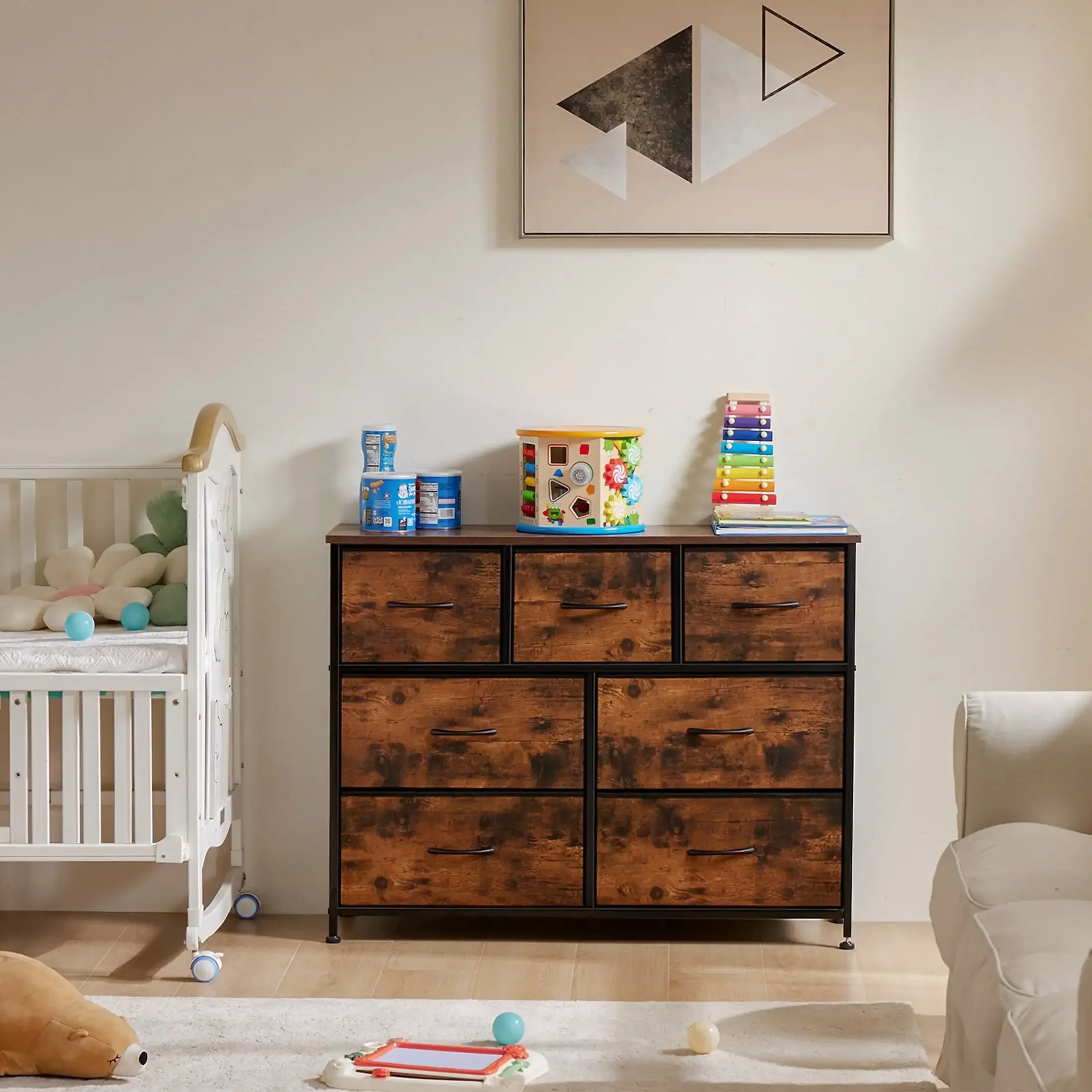 

7-Drawer Fabric Storage Cabinet for Adults, TV Cabinet Sideboard, Organizer Furniture for Living Room, Office, Kitchen, Hallway