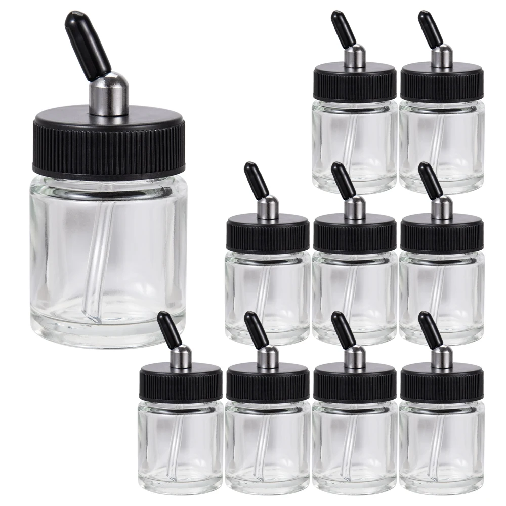 

OPHIR 10PCS/lot 22CC Dual Action Airbrush Glass Bottles Standard Suction Lid Pump Spray Top Airbrush Accessory AC016-10x