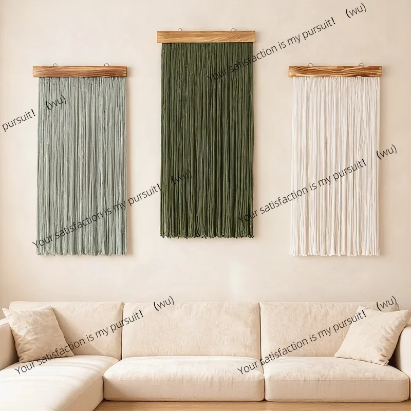 New wood-paneled fringed tapestry wall wall hanging decoration, bohemian hand-woven tapestry background wall tapestry