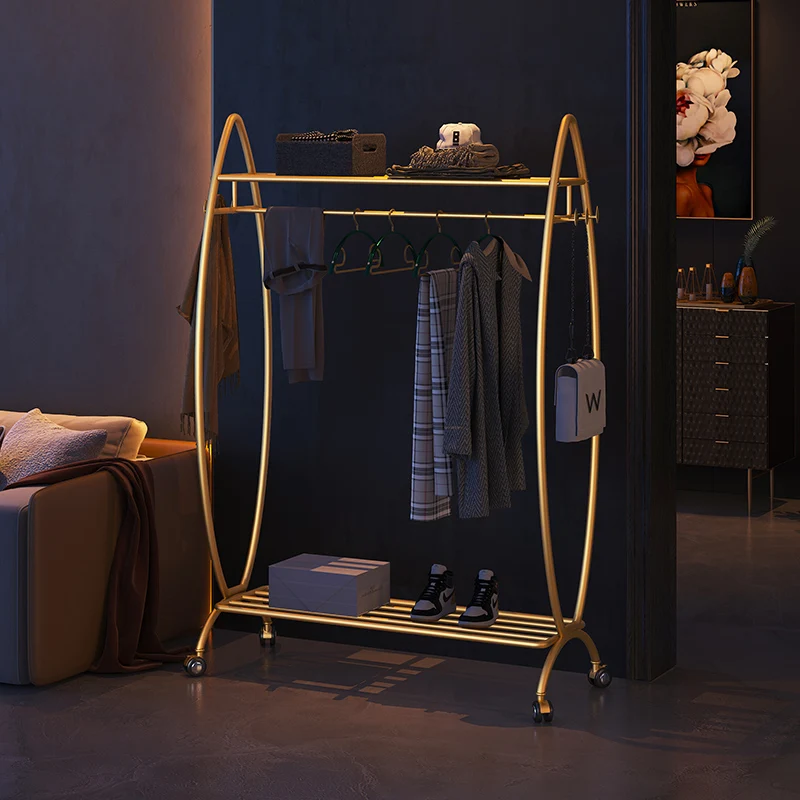 رفوف ملابس Glod منخفضة المستوى أرفف تجفيف رف ملابس قائم حديث تصميم شقق أثاث غرفة Perchero De Ropa #3