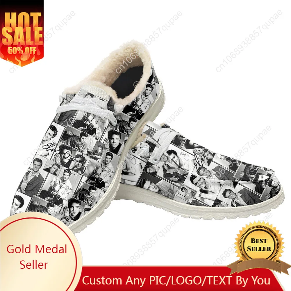 

Elvis Aaron Presley Plush Flat Shoes The King Hillbilly Cat Men Woman Outdoor Sneaker Fashion Lightweight Shoes Custom Made Shoe