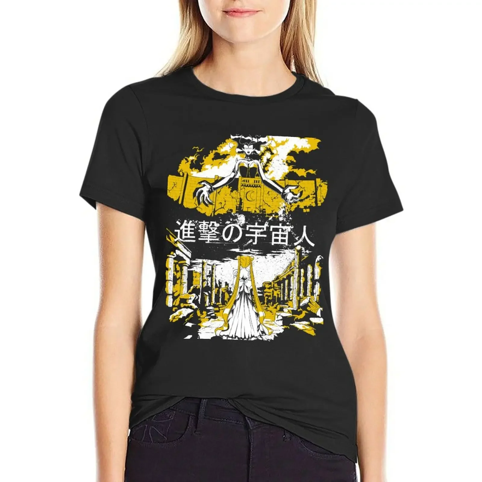 

Attack on Moon - Alien Advance T-shirt female anime clothes Short sleeve tee t shirt Women