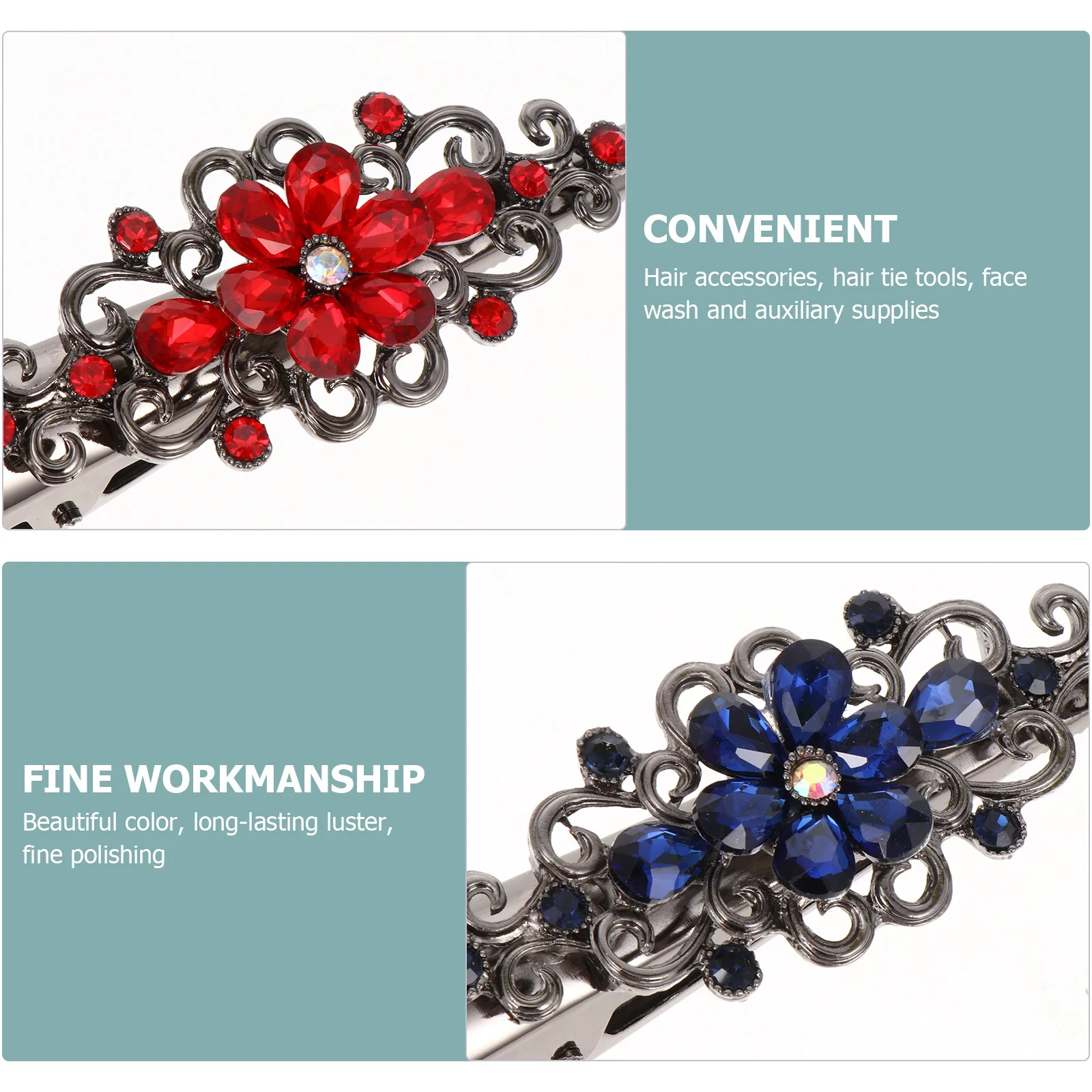 

2Pcs Rhinestone Hairpin Durable Alloy Duckbill Clips Elegant Women Hair Accessories Wedding Party Bridal Barrette Fashion