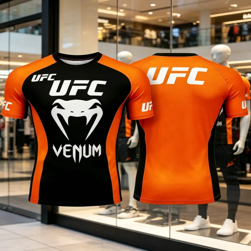 Camiseta Masculina de Verão Quente para Competição de Boxe UFC, Moda, Secagem Rápida, Respirável, Roupa Familiar Pai e Filho