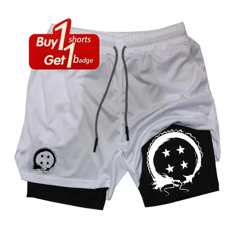 Pantaloncini grafici Dragon Ball Estate Uomo 2 in 1 Compressione Atletica Pantaloncini ad asciugatura rapida Allenamento in palestra Pantaloncini da allenamento per corsa Costumi da bagno