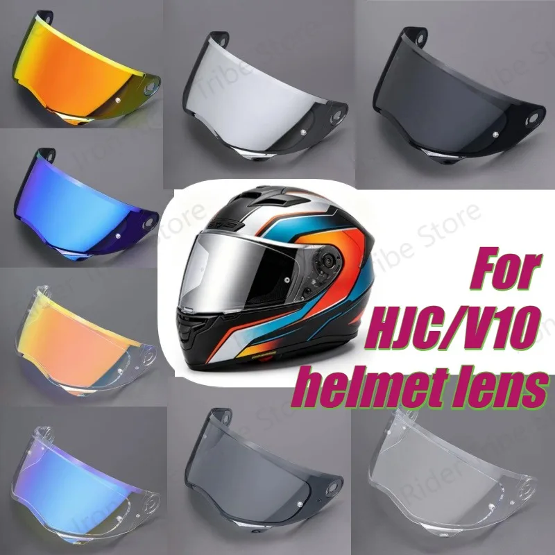 Suitable for HJC Helmet HJ41 V10 Sub-factory Lenses Full Helmet Flat Sunscreen Electroplating Aurora Night Vision Helmet Lenses