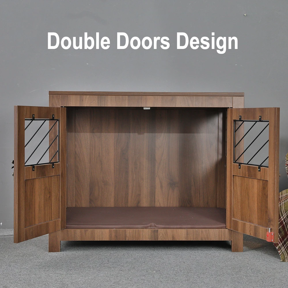 Factory Direct Hoopet Ventilation Wood Rattan Dog Cage House Furniture