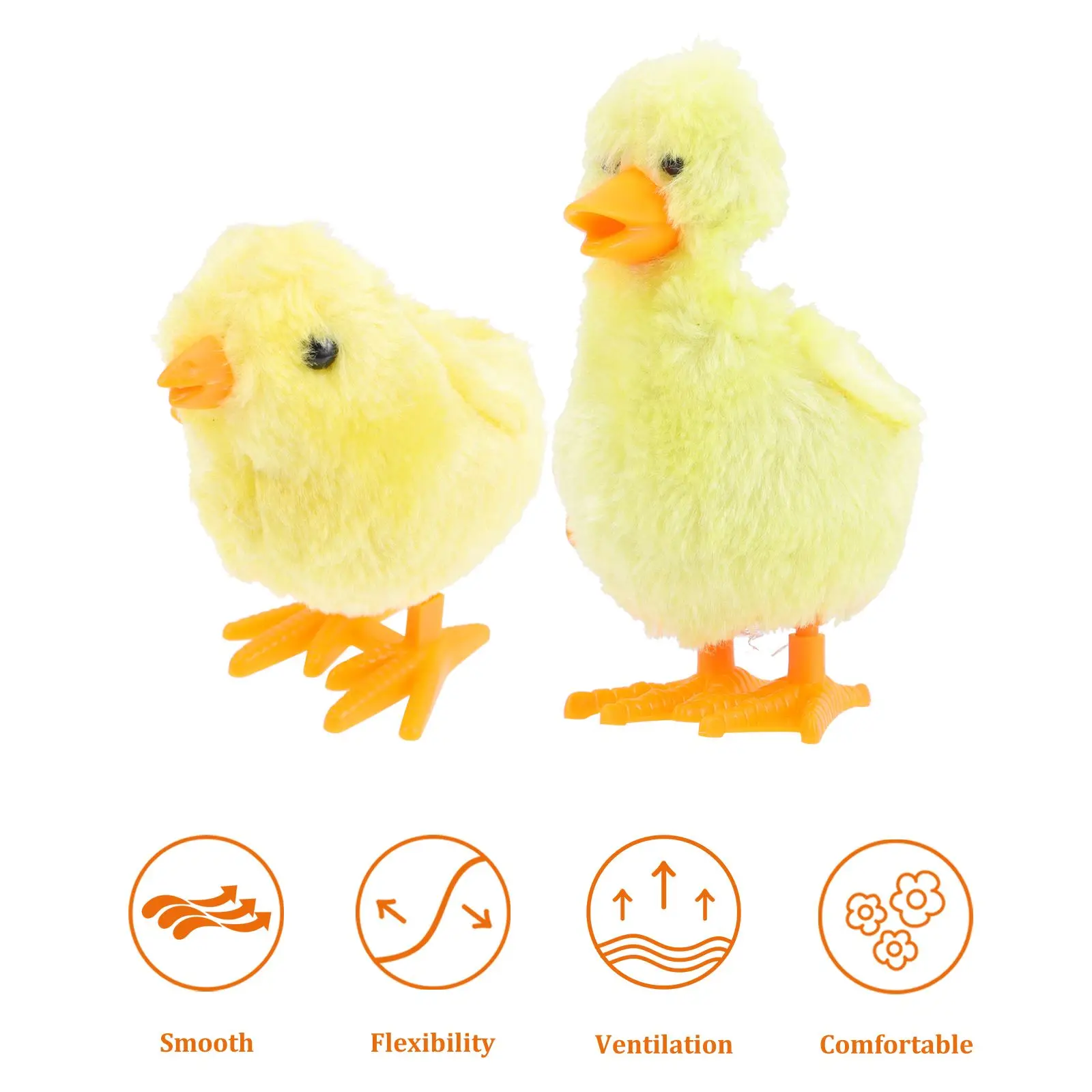 1set Wind Up Chicken Duck Toys Plush Plastic Clockwork Home Decor Easter Gifts Kids Toy Set Walking Action Small Size Easy Grasp
