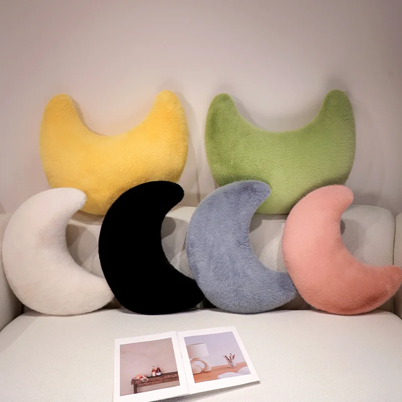 

Мультяшная плюшевая подушка из меха норки с луной, кукла, плюшевая игрушка, украшение для дома, автомобиля, подушка для сна, спинка, подарок на день рождения и праздник