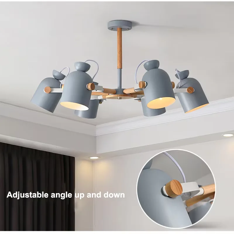 

Nordic Solid Wood chandelier Bedroom Ceiling pendant lamp Living Room Ceiling Lamp Dining Room Ceiling Lamp E27 Bulb Light