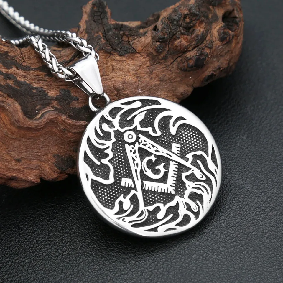 

New Vintage 316L Stainless Steel Masonic Pendant Necklaces For Men Women Fashion Amulet Necklace Rock Cool Jewelry Dropshipping