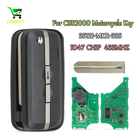 Liberty 35121-MKR-335 433MHZ ID47CHIP Motorcycle Smart Key For Post-2017 Honda Motorcycles CBR1000 No Logo