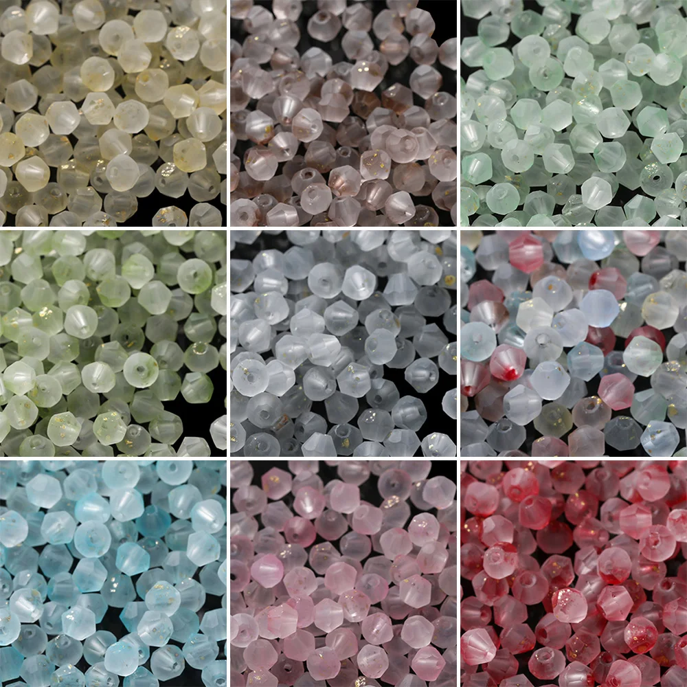 

100Pcs 4mm Glass Matte Faceted Bead Loose Spacer Beads for Jewelry Making DIY Bracelet Necklace Accessories