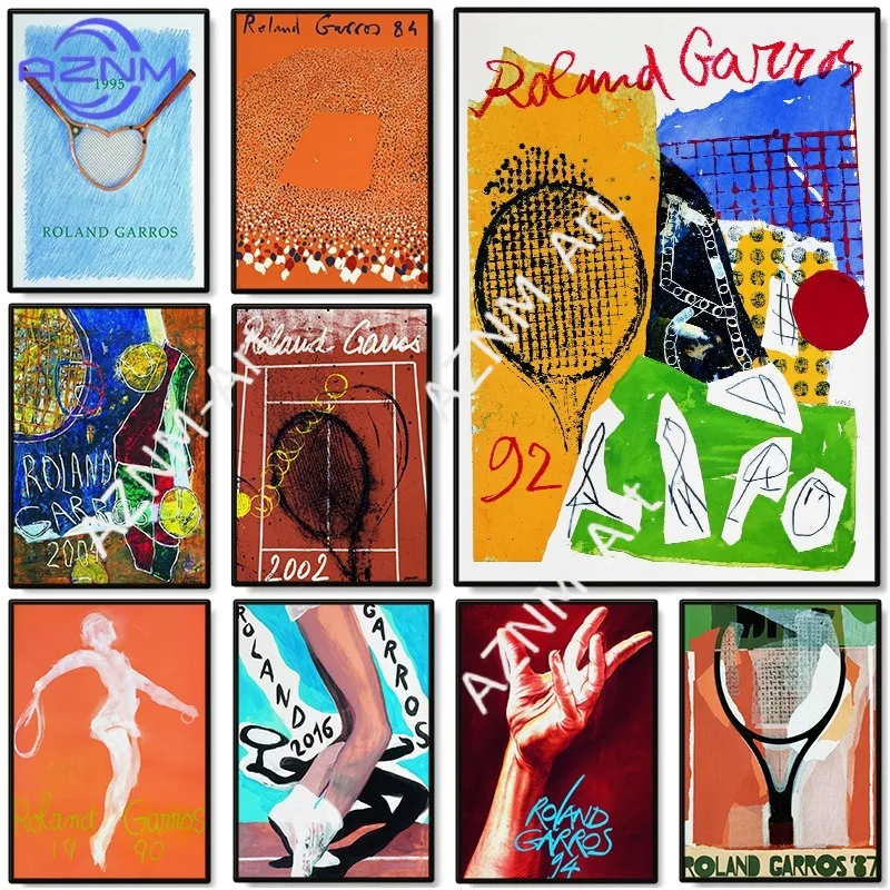 Contemporary Tennis Game Poster Vintage R-Roland G-Garros French Open Canvas Painting Wall Art for Living Room Home Decoration