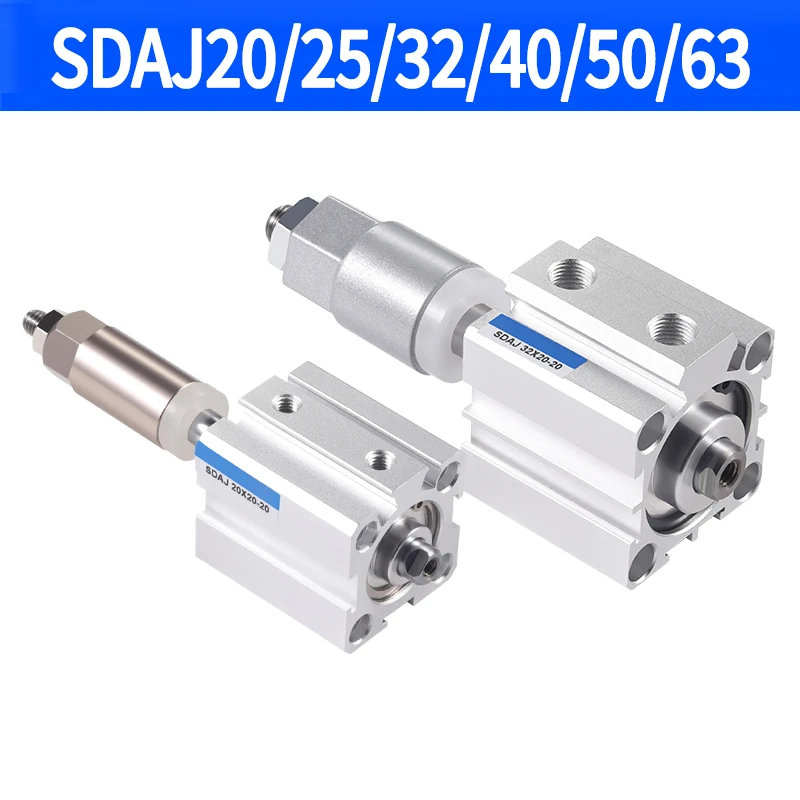 

SDAJ20/25/32/40/50/63 Double Acting Piston Aluminum Alloy Adjustable Stroke Compact Thin Air Pneumatic Cylinder