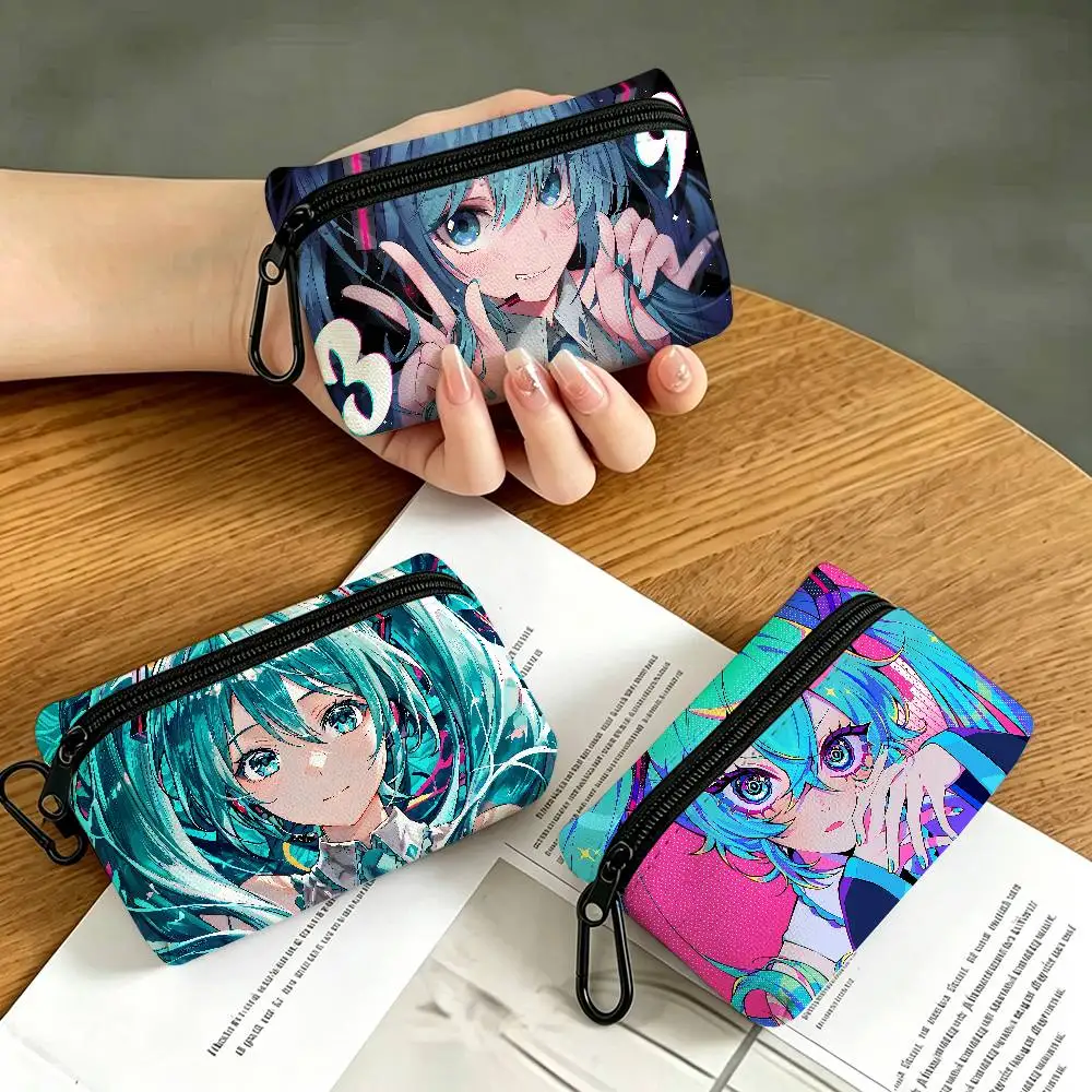 Amine H-Hatsunes-M-Miku girls Wear-resistant Oxford Cloth Coin Purse Portable Backpack Hanging Card Storage Bag