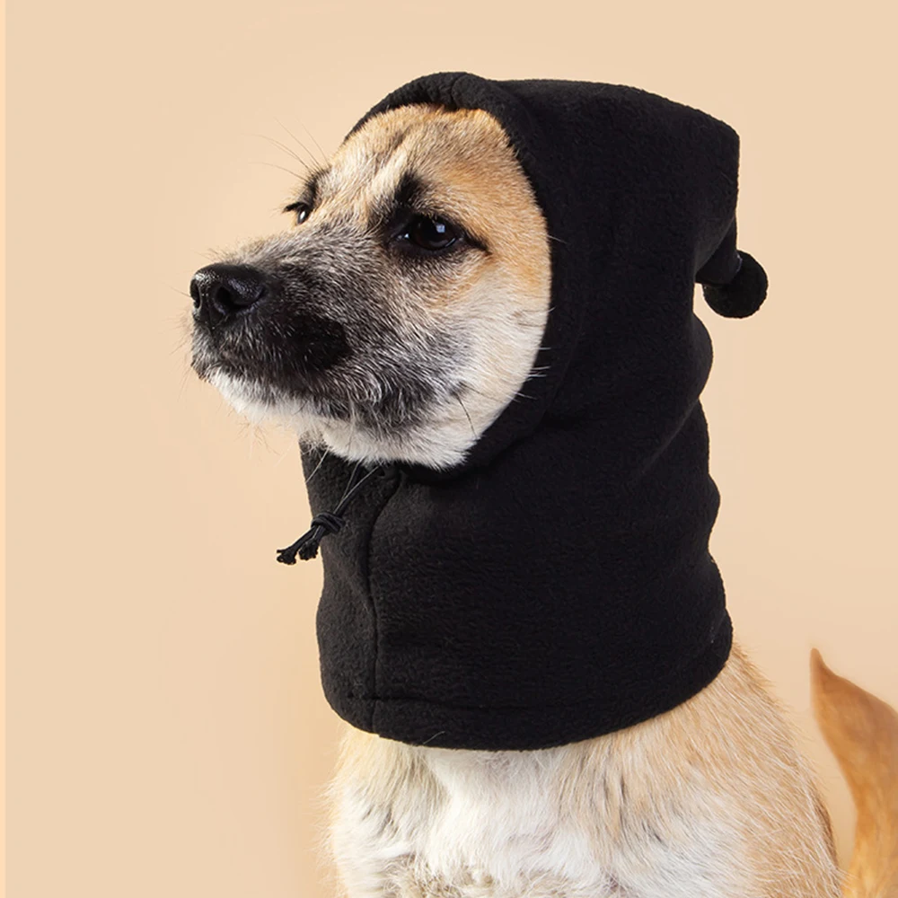 New Dog Hat Winter Warm Pet Cap Solid Color Dog Hat Drawstring Adjustment Pet Headgear For Small Dogs Funny Casual Pet Cap