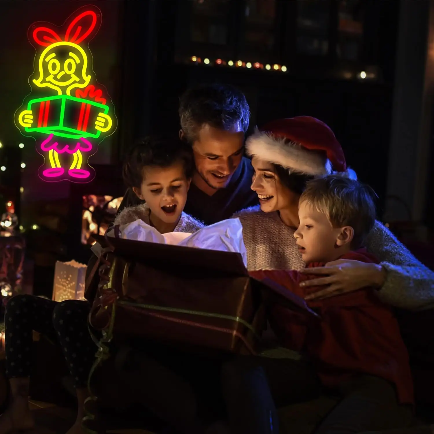 Insegna al neon natalizia da parete, luce al neon a LED dimmerabile per soggiorno, grotta d'uomo, negozio di abbigliamento, regalo di compleanno e pubblicità