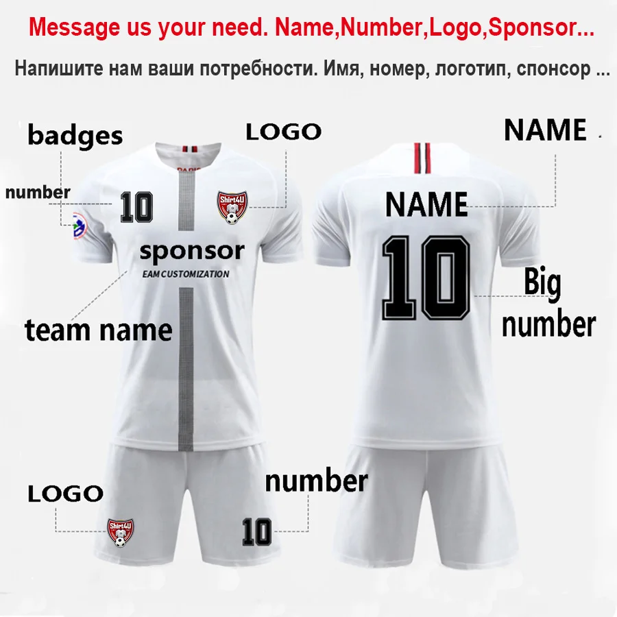 Sublimation Blank Soccer Jersey Sets for Men Kids DIY Custom Quick Dry 2 Piece Professional Football Training Uniform Tracksuit