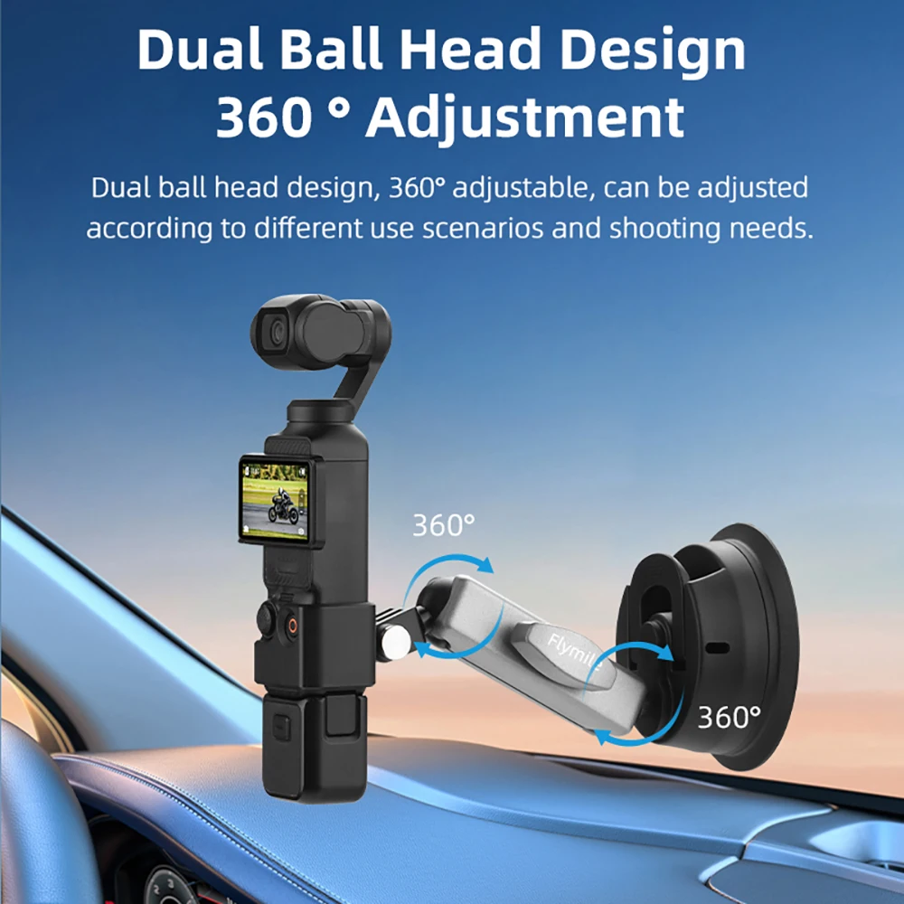 Flymile Car Suction Cup for Gopro Hero/Pocket 3/Action 4/X4 Sports Camera Car Mount Windshield Stand Bracket Adjustable Props