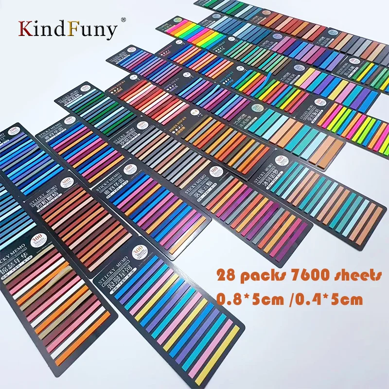 KindFuny 28 Packs 7600 Sticky Note Self-Adhesive Bookmarker Annotation Reading Book Clear Tab Cute Stationery