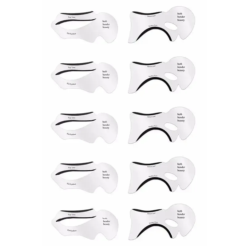 10-Piece Eye Makeup Assistant Stencil Kit - Reusable Eyeliner, Eyeshadow, and Brow Templates for Winged Liner, Cut Crease, Smoky