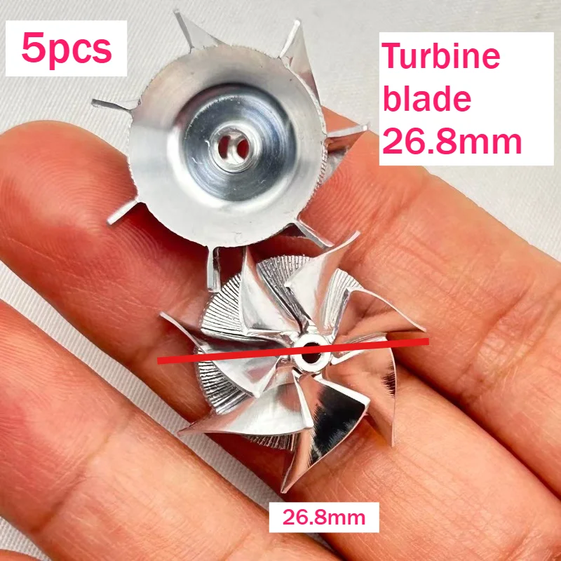

5pcs Turbine Fan Blade 26.8mm, Aluminum Motor Fan Blade, 11.2mm Height, 2.997mm Hole, High Speed Blower Replacement Parts