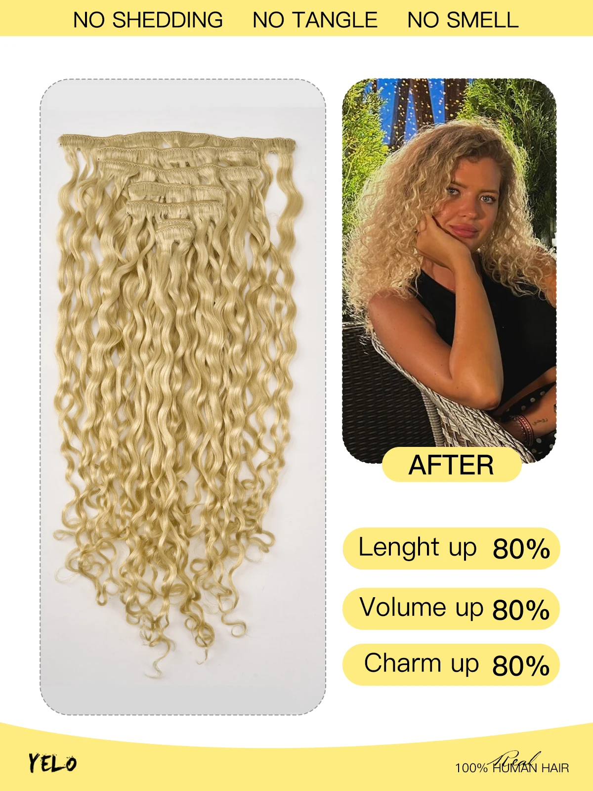 Yelo Clip in Hair Extension Human Hair Balayage Natural Human Hair Extension Double Weft Human Hair Clip Extension for Women