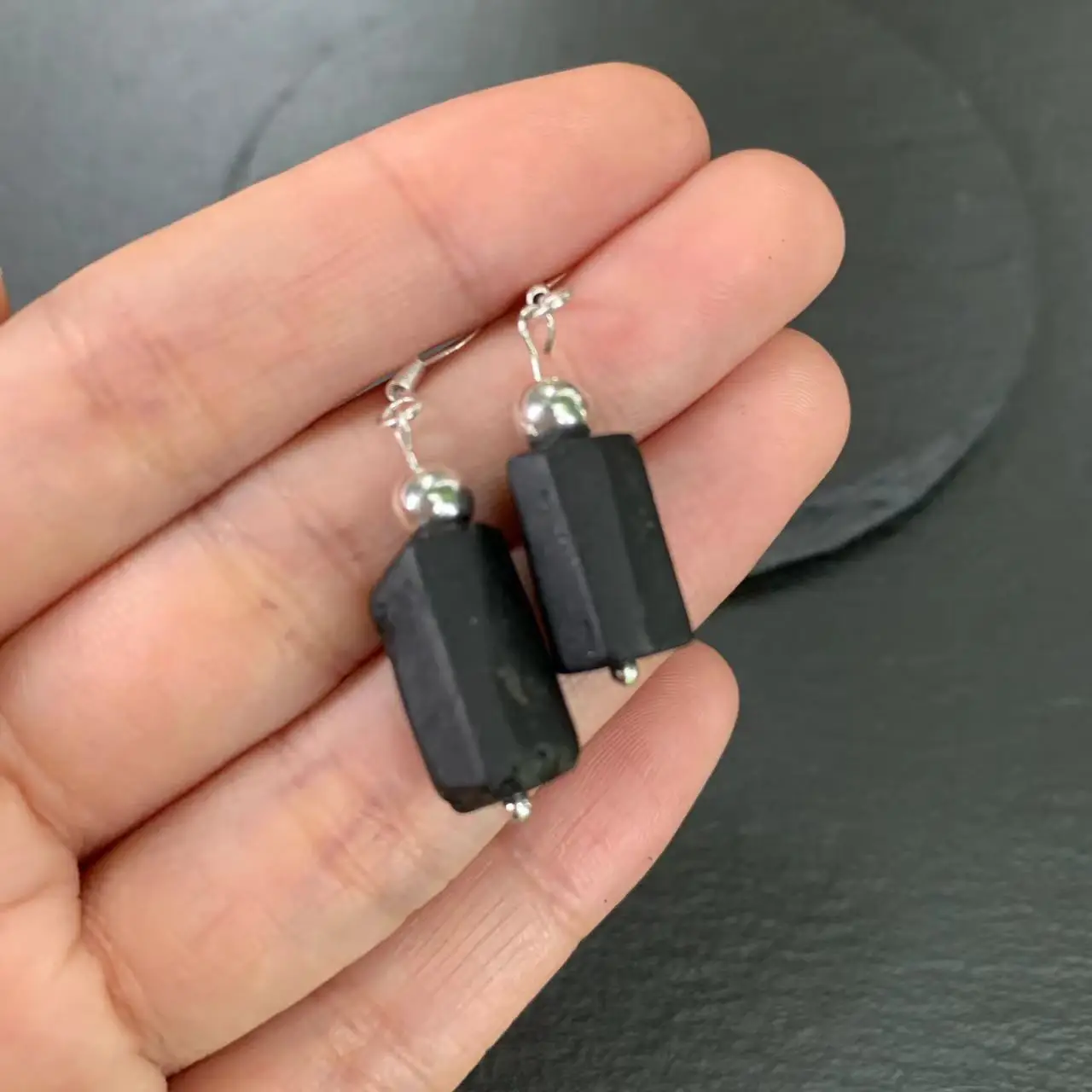 Natural Black Tourmaline Earrings Silver 925 Hanging Earrings Original Gemstone Women High Quality Jewelry Design Handmade