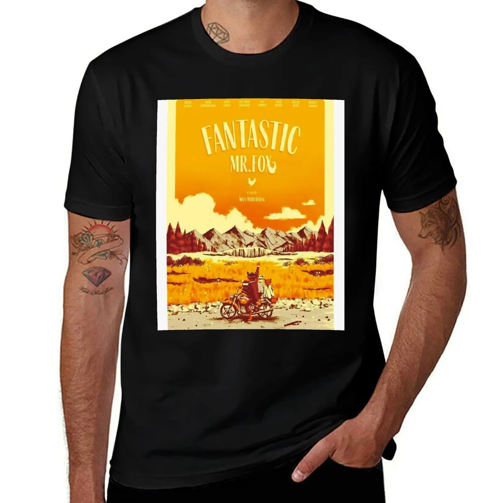 

Футболка с постером фильма «Мистер Фокс», мужская повседневная футболка, футболки для мужчин, хлопковая забавная футболка