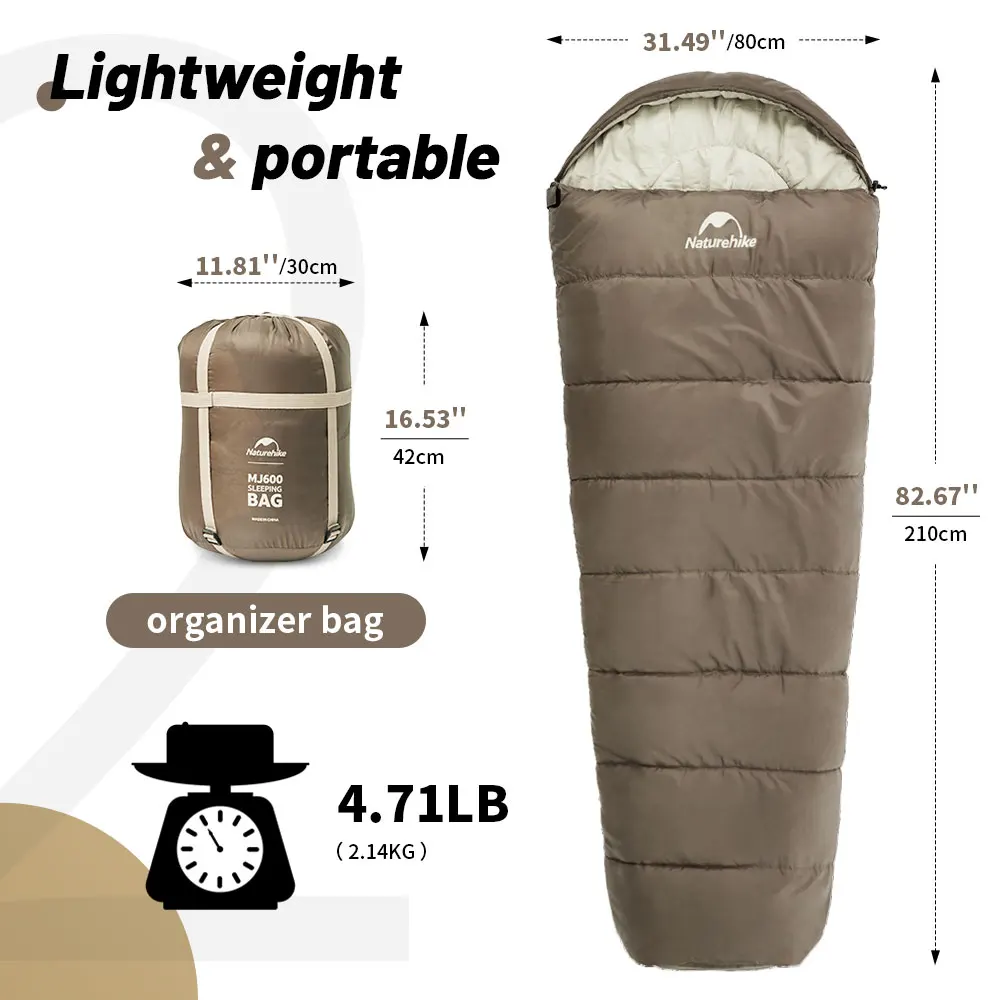 Naturehike Camping Sleeping Bag Ultralight Waterproof Mummy 4 Season Backpacking Sleeping Bags Outdoor Traveling Hiking