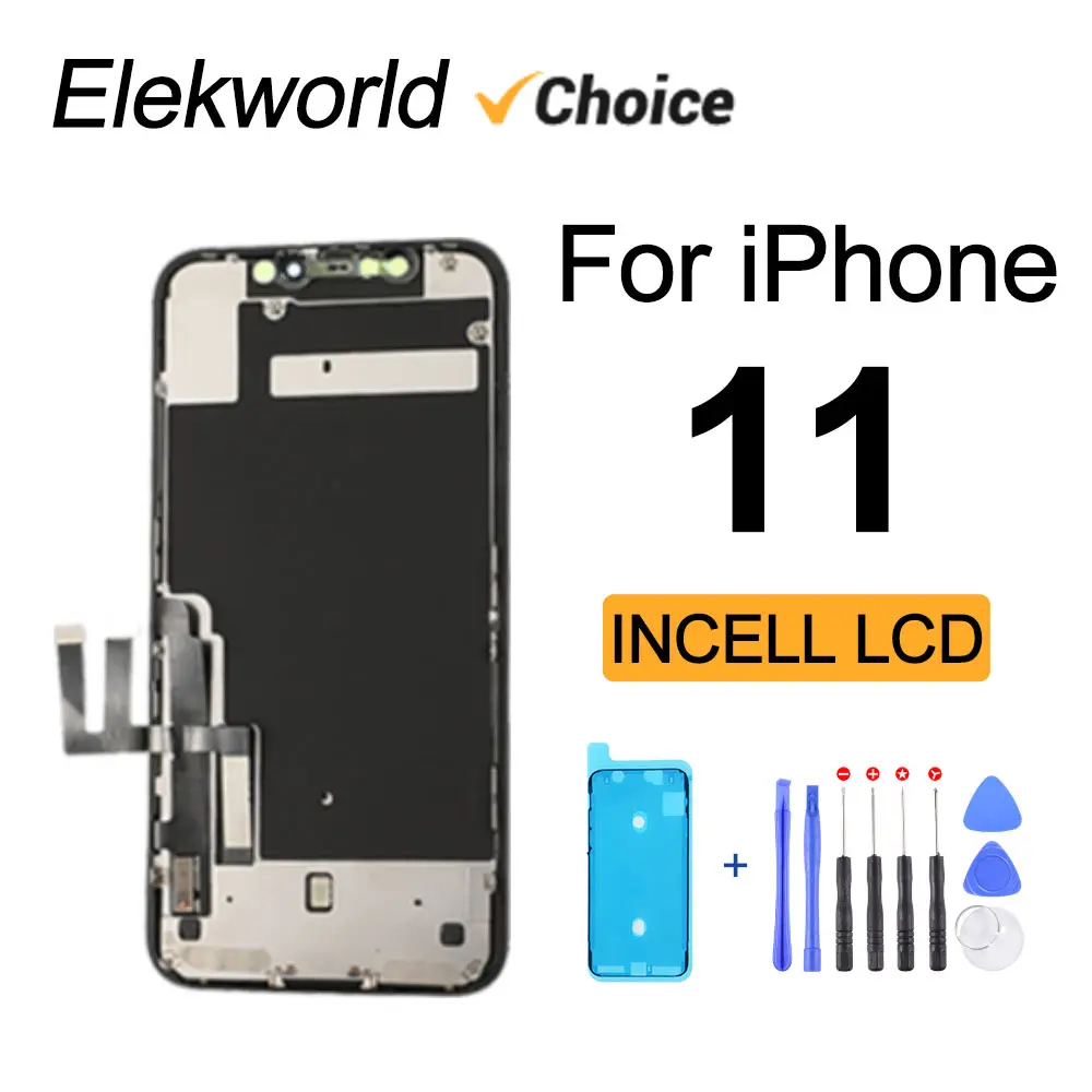 Elekworld Najlepszy wybór incell LCD dla iPhone 11 Ekran wyświetlacza z zespołem Digitizer 3D Touch Brak wymiany martwych pikseli