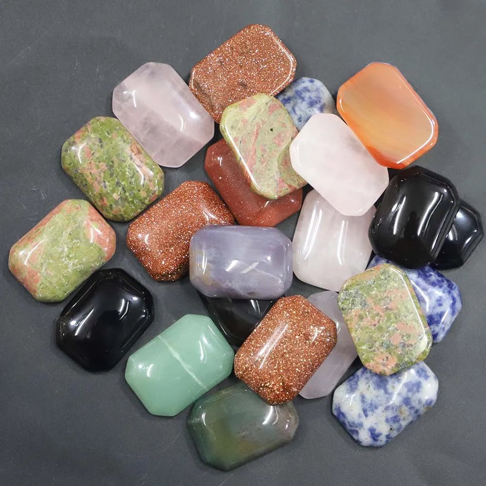 Selling Natura Stone Rectangle Agates Octagon Edge Decorations Mineral Primal Healing Fashion Jewelry Making DIY Bracelets 20Pcs