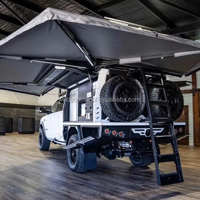 

270 ° Автомобильный боковой тент из водонепроницаемой ткани Оксфорд с усиленной рамой для использования в любых погодных условиях