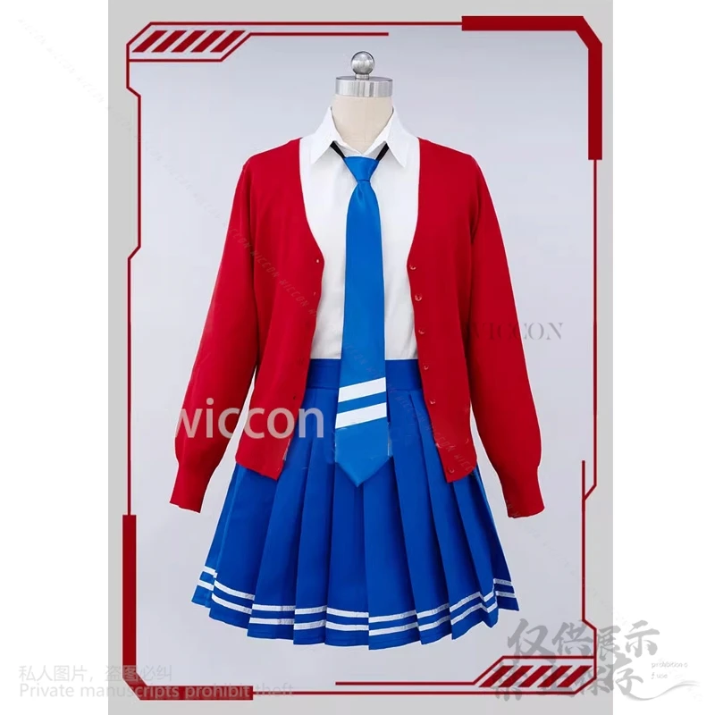 Anime Horror Game Mita MiSide Cosplay Costume Red Coat Sweater Dress and Wigs For Halloween Christmas Girls Woman Cos Customized