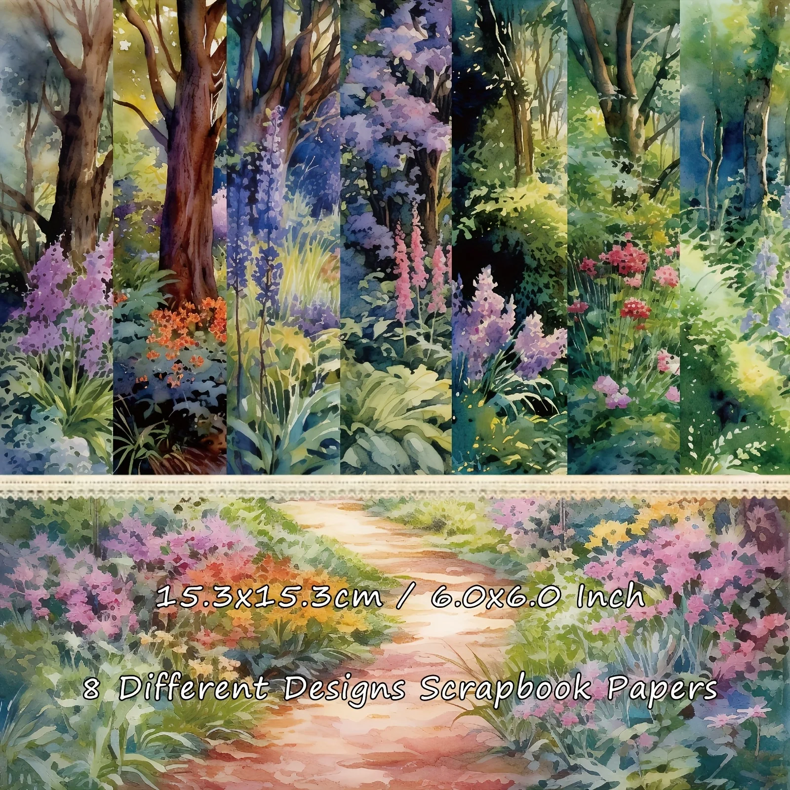 8 أوراق (8 أنماط) منصات ورق قصاصات موضوع الغابات لتغليف الهدايا الصغيرة مجلة غير المرغوب فيها لتقوم بها بنفسك أوراق الكولاج الحرفية الفنية