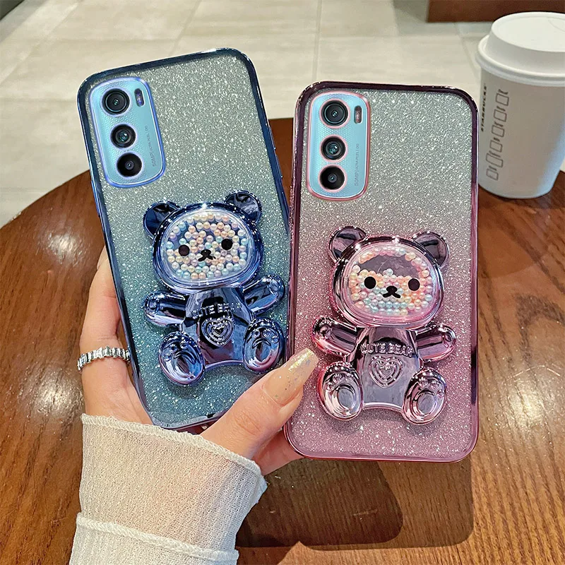 Candy Bear Stand Soft Phone Case For OPPO Reno 12 11 10 Pro 9 8 7 6 5 4 Lite 11F 2F 2Z 4Z 5Z 6Z 7Z 8Z 5G Find X6 X7 Ultra Cover